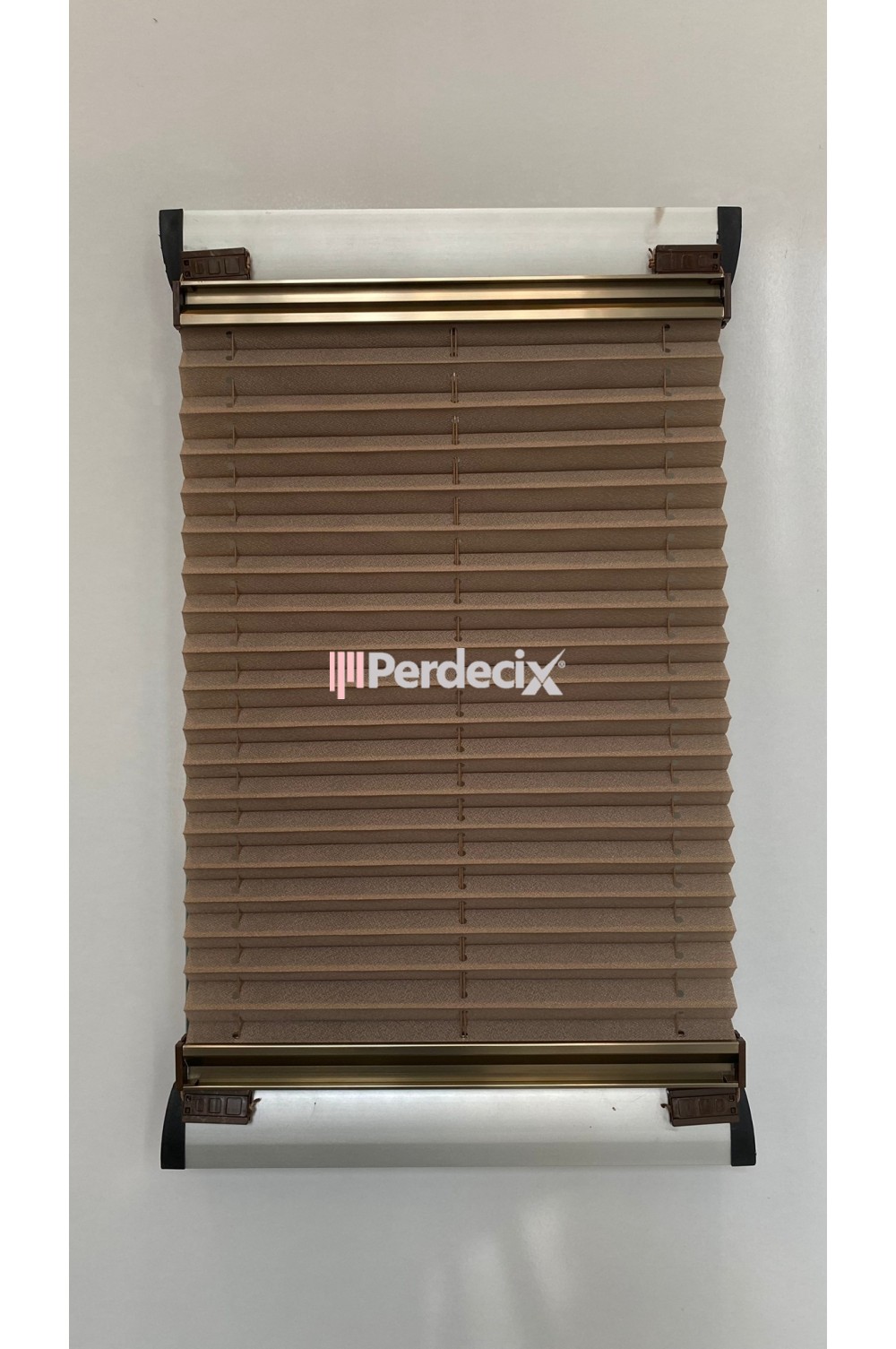 Perdecix Akordiyon Katlanır Cam balkon Plise Perde Ofis, Plastik Pencere Kapı ve Alüminyum Pencere ve Kapı perdesi Vizon Kumaş,Kahverengi Profil